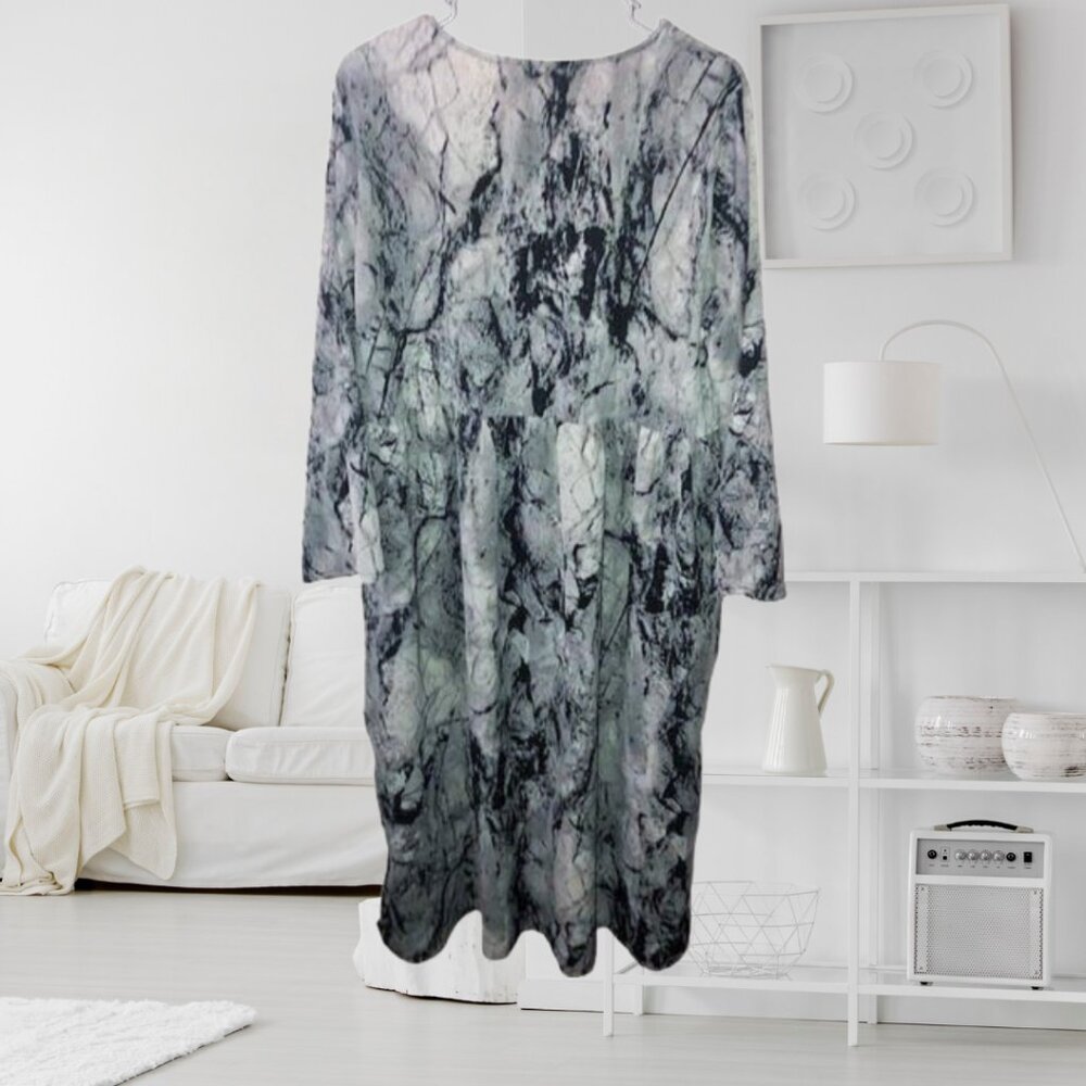 Plus Size 2X Marble Print Maxi Dress NWOT Long Sleeve Cotton Rayon Flowy - Picture 3 of 7